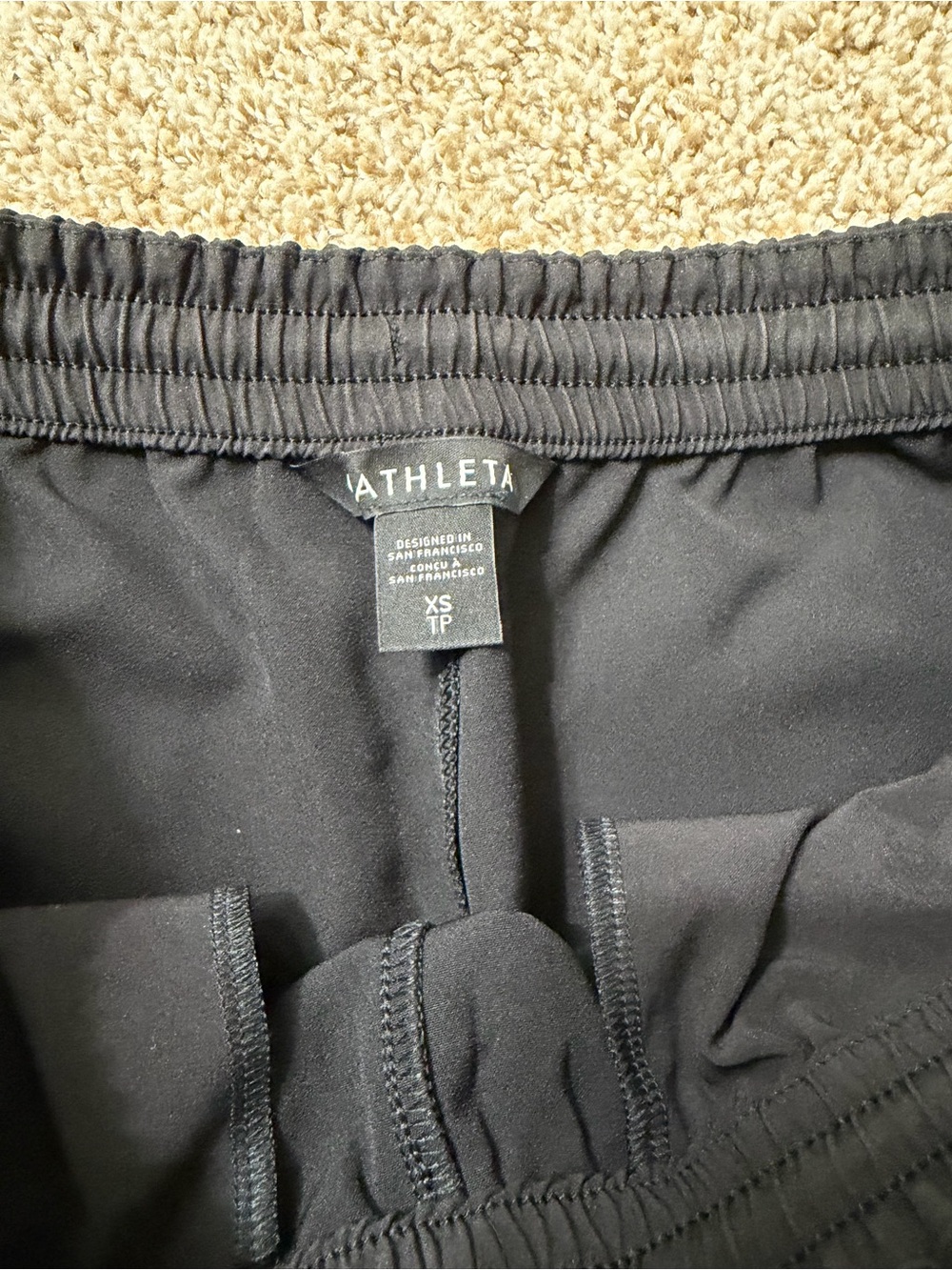 Athleta Black Wide-Leg Cargo Trousers with Drawstring Waist - Picture 2 of 9